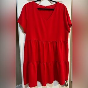 Women’s Summer Short Sleeve Tiered Dress V Neck size XL